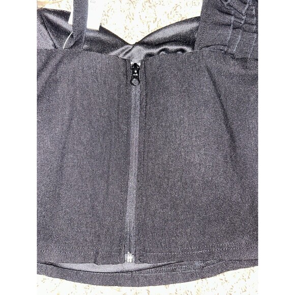 Ashley Stewart Black One-Shoulder Bustier Top Size 14 NWT Ruffle Statement Top - Picture 6 of 12